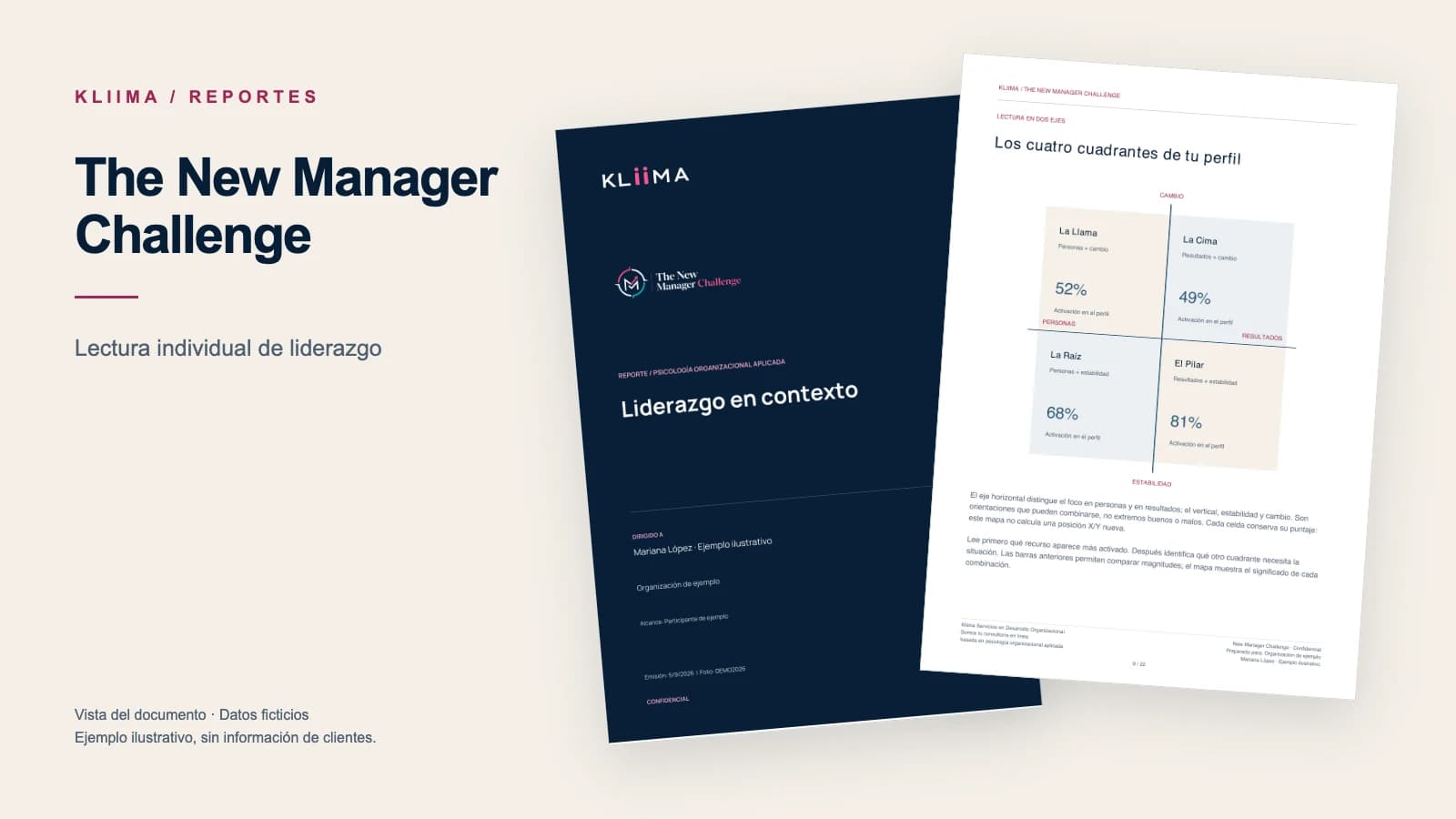 Ejemplo ilustrativo del reporte The New Manager Challenge